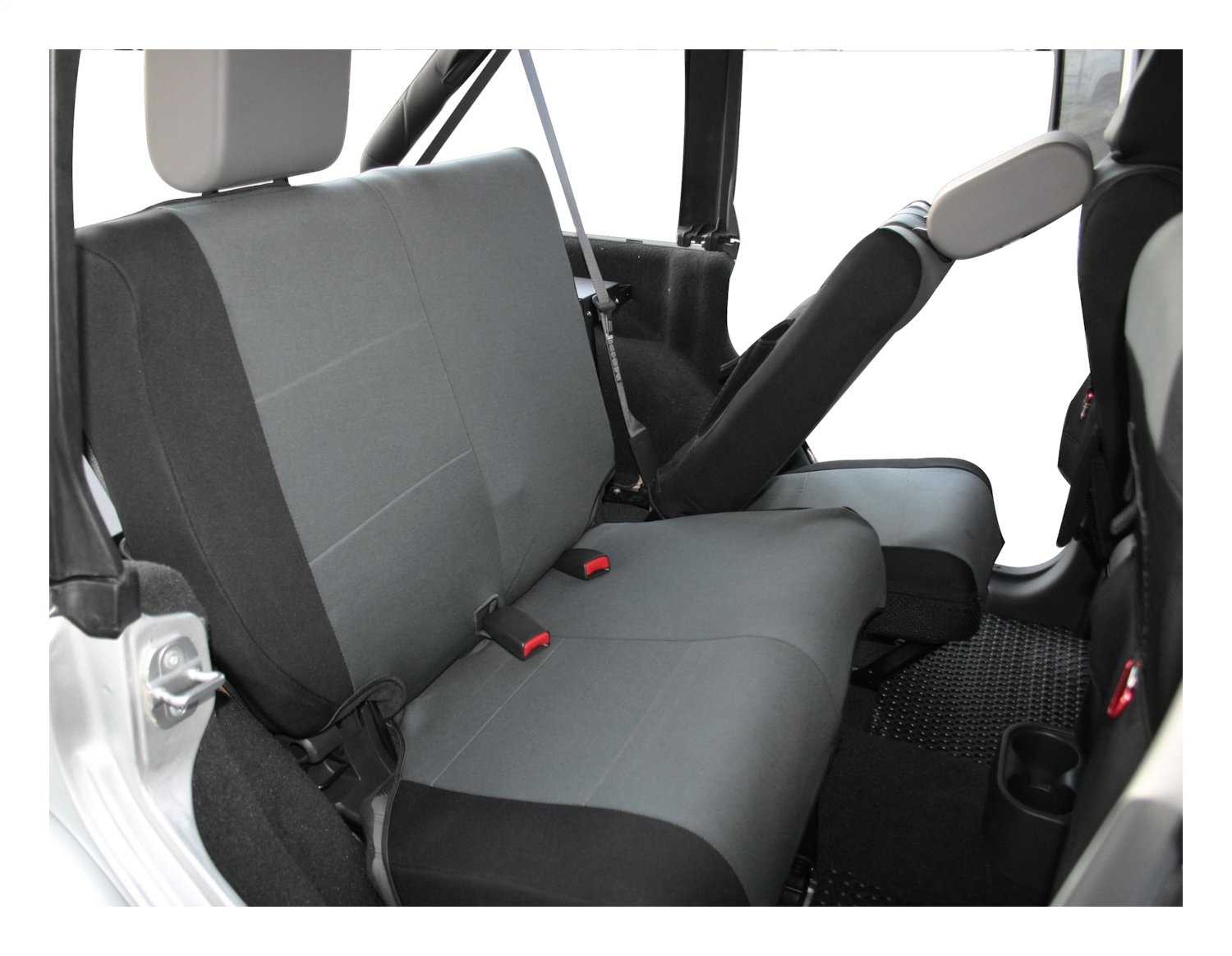 RT Off-Road Rear Polycanvas Seat Cover for 07-11 JK Wrangler w 4 Dr Black/Gray